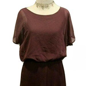 LUSH Plum Dolman Sleeve Open Back Sheath Dress